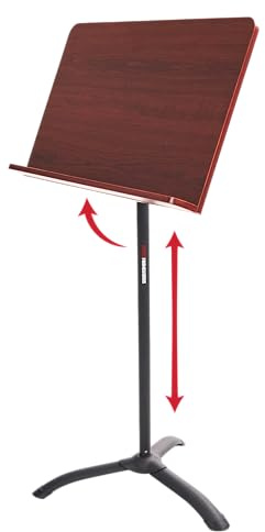 Gator Frameworks Wooden Sheet Music Stand Designed for Soloists and Recital Performers with Easy-Lift Base, Cherry Wood Bookplate (GFW-MUS-5000)