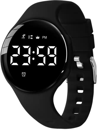 BEN NEVIS Digitale Fitnessuhr mit Schrittzähler, Vibration, Alarm, Entfernung, Stoppuhr und Übung, wasserdicht, wiederaufladbar, aus Silikon, für Jugendliche und Kinder, 32-schwarz-a, Modern