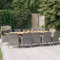 Yolola sitzgruppe Garten 12 Personen Rattan Gartenmöbel Set mit 12 Gartenstuhl gartentisch mit stühlen Set Outdoor essgruppe Outdoor sitzgarnitur terassenmöbel außen-Grau-13-tlg