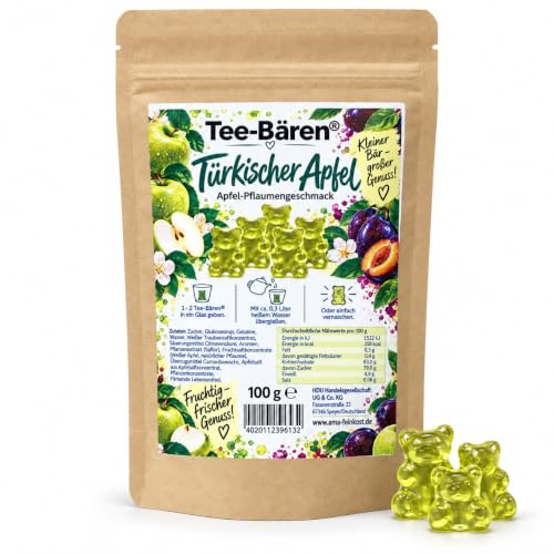 Tee-Bären® Türkischer Apfel – Naschen oder Aufgießen (500g) | Fruchtgummi zum Naschen & Aufgießen – fruchtiger Genuss für Tasse und Snackmoment