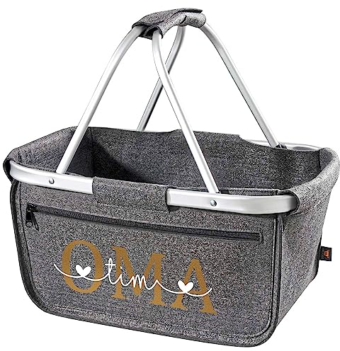 Einkaufskorb personalisiert Geschenk OMA MOM + Namen I Filzkorb Geburtstag Geburt Baby Kindernamen Muttertag (Filzkorb)