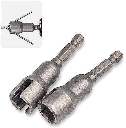 gunhunt 2 PCS Sloting Hexagonal Handle 1/4, Electric Screw Wrench Set, Slot Wrench, Wing Nuts Drill Bit Socket Wrenches Tool, for Wing-shaped Nuts, C-headic Hooks, Screw Hooks (Silver)