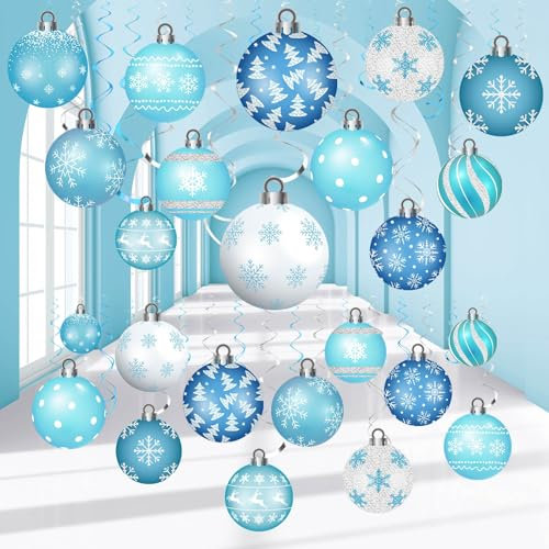 Harrycle 54 Stück Winter Hängende Wirbel Deko Weihnachten Spirale Girlanden mit Folie Winter Wunderland Deko Weihnachtskugeln Ornamente Deckenanhänger für Feiertag Baby Party Weihnachtsfeier