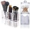 Makeup Brush Holde, 3 Slot Clear Acrylic Makeup Brush Organiser with Lids Cotton Pads Holder Cotton Swab Organiser for Bathroom Bedroom Dress Table Vanities Office Desk 18.5 x 6 cm Transparent