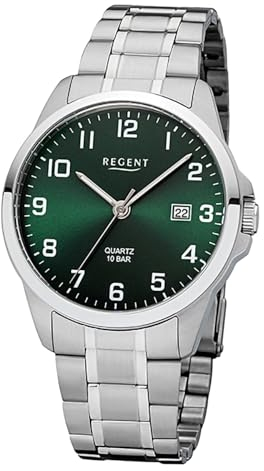 REGENT Herrenuhr Stahl 39mm 10 Bar Datum Mineralglas F-1422