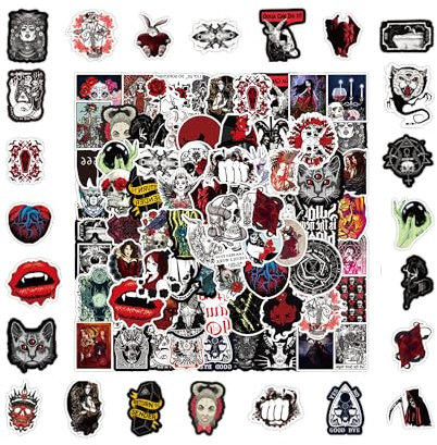 Rumyve100pcs Horror Style Cool Goth Decal,Vinyl Waterproof Horror Cool Graffiti Decal Bag Laptop Guitar Car