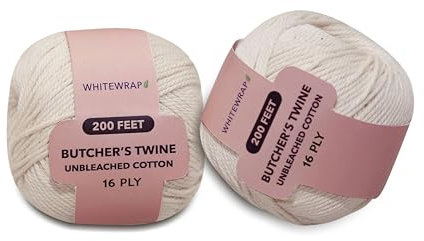 Spago per Natale, spago da cucina per macellai per capriate di tacchino, preparazione della carne e forno alimentare, sicuro per panettieri, cucina artigianale, filo da giardino fai da te in cotone