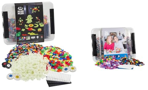 Plus-Plus 9603919 Geniales Konstruktionsspielzeug & 9603406 Kreativ-Bausteine Box, Geniales Konstruktionsspielzeug, 2400 Teile, Basic, Rosa