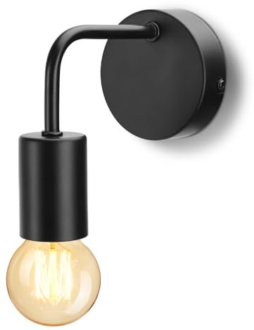 Aigostar Retro-Wandlampe Industriedesign | E27 Fassung ohne Leuchtmittel | Wandlicht Max.40W | Für Schlafzimmer, Flurlampe, Wall Light, Cafés, Hotels (Schwarz)