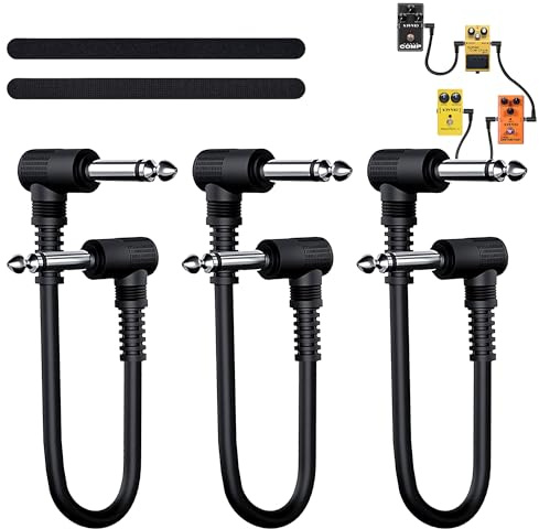 YIMATEECO Gitarren Klinkenpatchkabel, 3Stü 6.35mm Gitarren Patchkabel Rechtwinklig 1/4'' Monostecker Instrumentenkabel Geräuschlos für Gitarre/Bass Effektpedale Pedalboard (15CM Mono, 3er-Pack)