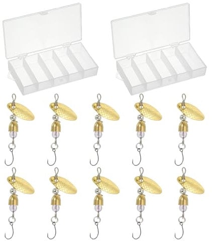 PATIKIL 1/8 oz Fishing Lures Spinnerbait, 10 Pack Single Hook Trout Spinners Casting Fishing Spinner Baits Tackle for Freshwater Saltwater Fishing, Gold Tone