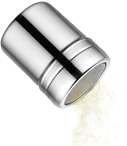 Shaker Duster - Spolverino per cioccolato, in acciaio inox, con coperchio, draga, glassa, zucchero, spolverino a maglia fine, per farina di cacao, cappuccino, glassa e zucchero