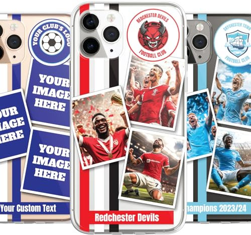 Personalised Football Club Team Phone Case Cover United City Soccer Style Custom Photo UPLOAD for iPhone 15 16/16 14 13 12 11 Pro Max Samsung - CUSTOMISE ONLINE