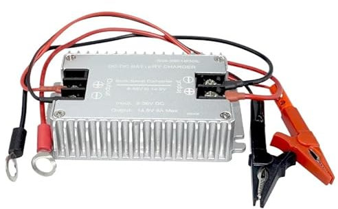 NHKSFBLQ DC 8-36V 12V/24V to DC 12.6V 14.5V 8A 10A Buck Boost Converter Booster Waterproof Boat Car Battery Charger for Lithium Batteries(12.6V 10A_Without ACC)
