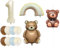QFEHTHSK 1 Lot de Ballons Décoratifs Ours Arc-en-Ciel, 1 Morceau De Bougie Ours, Ballons d'anniversaire pour Enfants, Ballons De Décoration De Chambre pour Garçons Et Filles.