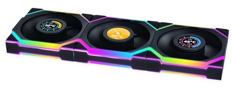 Lian Li UNI FAN SL Wireless LCD PC Fan 120mm RGB – 3-Pack Gaming PC Fans Black | PWM Fan - 40 ARGB LEDs - up to 1,900 RPM - Slot-in System - High Airflow - Low Vibration - Quiet