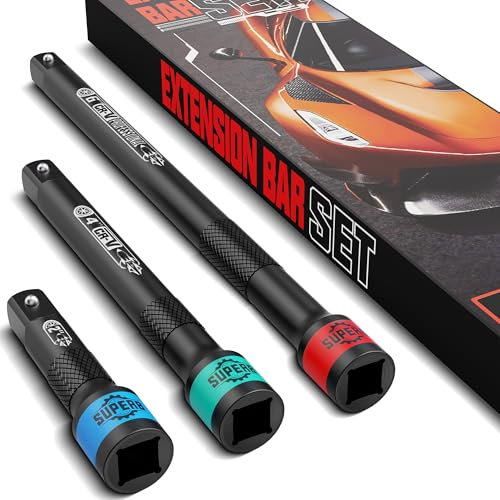KIRXST Rallonge 1/4, Rallonge Cliquet 50 mm, 100 mm, 150 mm, Barres D'extension pour Auto Réparation