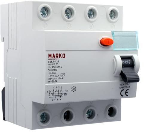 Fehlerstromschutzschalter FI-Schutzschalter FI-Schalter RCD 40A 4polig 30mA Typ A 10kA