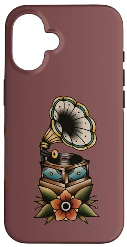 Carcasa para iPhone 16 Tocadiscos de vinilo antiguo