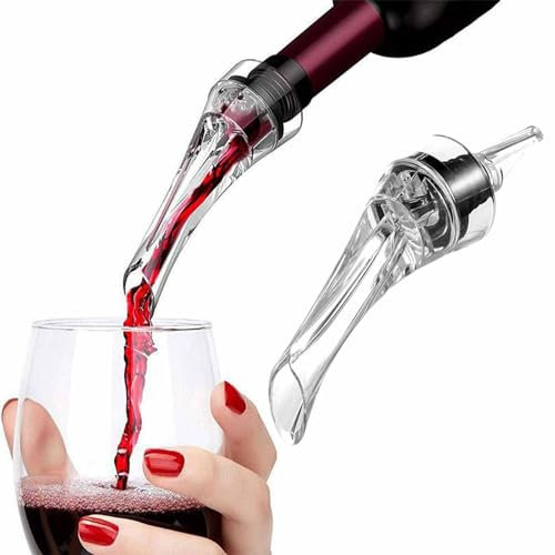 Wine Decanter Aeretor Stopper + Tasting eBook - Drip Free Aerating Pourer Top Spout for Instant Aeration, Spirits, Red White Wine Bottles Breather Aerator Decanting Chiller, Gift Accessories Gadget