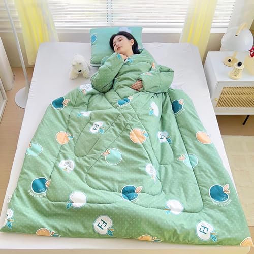 HLHGSFSRV Tragbare Decke mit Ärmeln für Erwachsene, weiche Bequeme Bequeme Steppdecke Dicke warme Überwurfdecke für Damen und Herren(A,150 * 200cm)