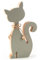 Logbuch-Verlag Holz Katze zum Hinstellen Katzenfigur Dekokatze als Geschenk & Dekoration 19,5 x 12 cm grau