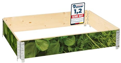 Garronda Cadre Potager en Bois imprimé 120x80x20 cm – Bac de Jardin pour Plantes, Fleurs, Fruits et légumes, Caisse de Rangement en Bois avec Motif décoratif GD-0075 (Feuilles de Plantes, 1 pcs)