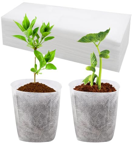 LPEPLL 200 Piezas Bolsas de Cultivo Biodegradables 8.5x20cm, Bolsas de Tela No Tejida para Semillas, Plantas, Hierbas y Hortalizas, Macetas de Control de Raíces para Jardín y Balcón