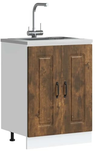 HOMTAKIE Kalmar - Mueble bajo para fregadero (roble ahumado, madera de ingeniería, 1 mueble bajo (2 puertas) 60 cm