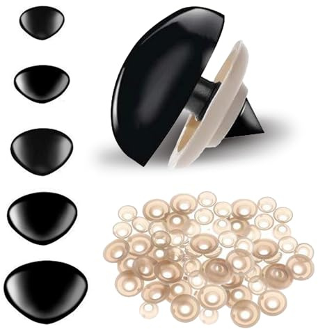 Zcbzbn 25 Stück Sicherheitsnasen für Häkeltiere 15-30 mm Schwarze Plastiknasen mit Unterlegscheiben für Plüschtiere Puppen Amigurumi DIY Bastelprojekte in 5 Größen