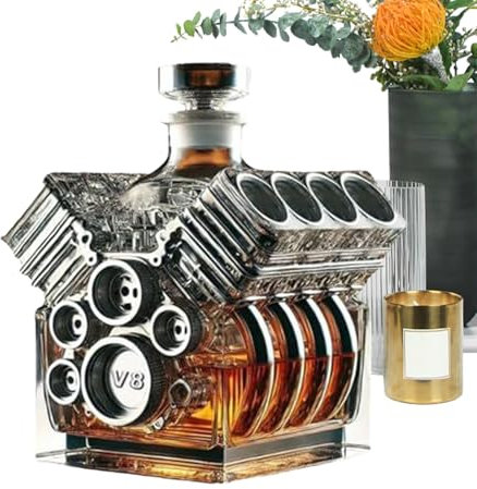 Bouteille De Whisky Moteur V8 - Ensemble De Carafe À Whisky Personnalisée | Bouteille Carafe En Forme De Moteur V8 | Carafe De Spiritueux Moteur Créative Parfait Pour Les Passionnés De Voitures