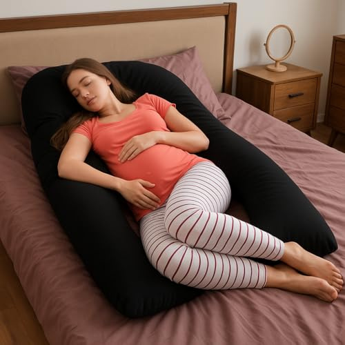Hometex 9ft U-Shaped Pregnancy Pillow – Full Body Maternity Support with Removable Case (Black)