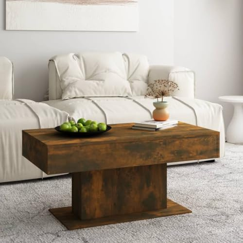 Youuihom Couchtisch aus Holzwerkstoff in Räuchereiche Farbe, 96 cm Breite x 50 cm Tiefe x 45 cm Höhe, Modernes Design mit Fester Tischplatte für Wohnzimmer und Wohnbereich