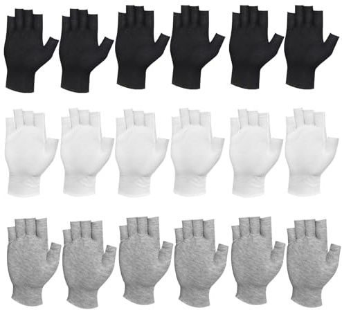 Pynzeka 9 Paar Baumwollhandschuhe Fingerlos Fingerlose Handschuhe UV-Schutz