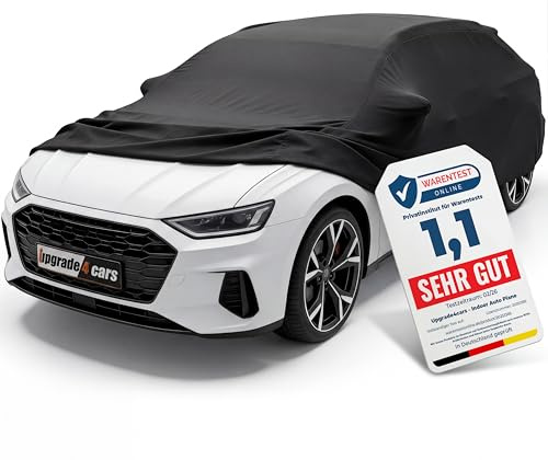 Upgrade4cars Autoabdeckung Indoor Stretch Schwarz Pkw XL 480-505 cm | Abdeckplane aus Stoff | dehnbar & passgenau | Garage & Innenbereich | ideal für Premium | sitzt straff