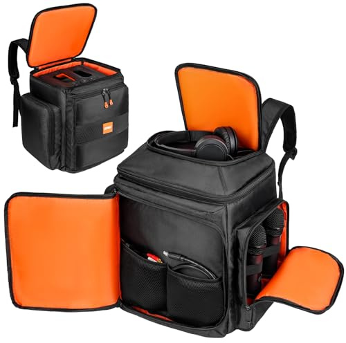 LEFOR·Z Travel Backpack for JBL Party Box Encore Essential 2/Encore 2, Portable Speaker Carry Bag Suitable for Encore with Additional Pocket for Microphone, Charger, Cable, Accessories (Black)