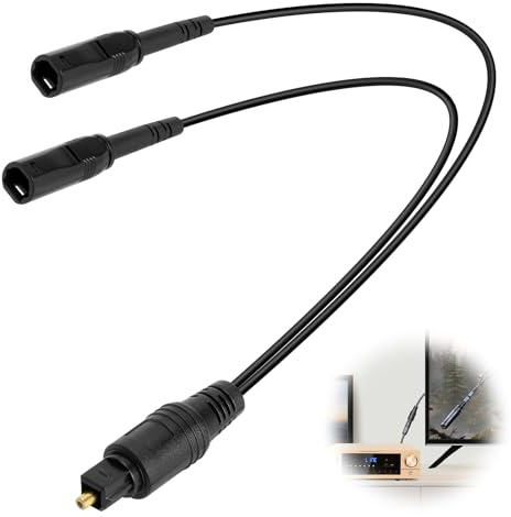 TNSLAND Toslink Digitale Cavo Adattatore Splitter Ottico 1 Ingresso 2 Uscite, Cavo Audio SPDIF da 32 cm, Cavo Audio Splitter SPDIF Ingresso 2 Prese 1 Spina per Home Cinema, TV, Lettore DVD(Nero)