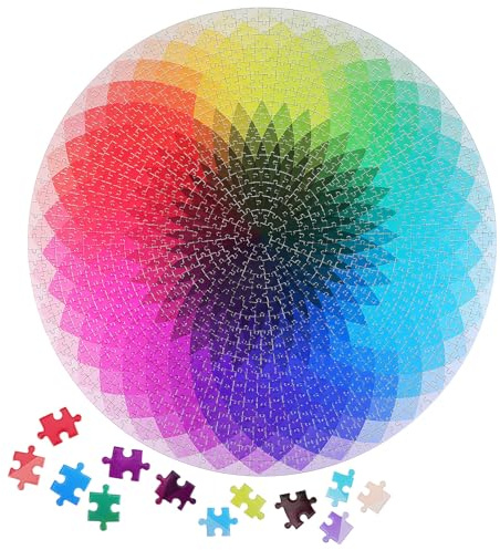 BESTOMZ Rainbow Gradient Jigsaw Puzzle for Adults 1000pcs Hard Cardboard Puzzle Set Challenging Suitable for Stress Relief and Family Board Games