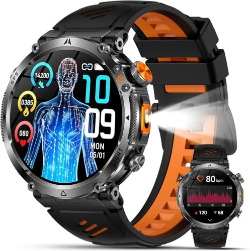 2026 Nuovo Militare Smartwatch Uomo GPS/AI-GPT/Torcia LED/Bussola/850mAh | 1.7 Tracker Attività 24H Sonno/Cardiofrequenzimetro/Sp02, 3ATM/100+ Sportive/Funzione Telefono, Fitness Tracker, IOS/Android