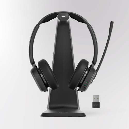 EPOS Impact 1000 MS UC ANC Bluetooth-Headset mit Ladestation und USB-C + USB-A Adapter für PC und Mac – Kabelloses On-Ear Business-Headset mit KI-Mikrofon und Microsoft Teams Zertifizierung