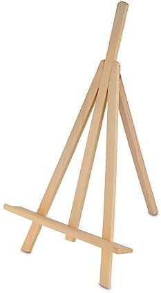 STANDSTAFFELEI Staffelei Dreifuss aus Holz - 45 cm Hoch - Mini Staffelei für Präsentation von Gemälden, Bildern & Deko - Perfekt für Künstler & DIY-Projekte