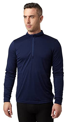 Peter Storm Men's Long Sleeve Thermal Zip Baselayer with Half Zip, Men's Thermal T-Shirt, Men's Warm Underwear Baselayer Top, Navy, XL