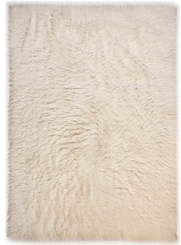 Theko | Flokati Teppich aus 100% Schurwolle nachhaltiger Teppich FLOKOS 1250 | handgewebt | Farbe: Natur | 190x290 cm
