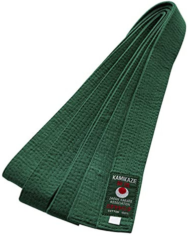 Kamikaze Cinturón unicolor para Karate (Verde, 3/250 cm)