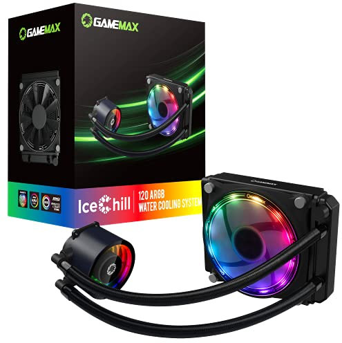 GameMax Ice Chill 120mm ARGB AIO Water Cooling System, Infinty Mirror Design, 1 x 120mm ARGB Fan, ASUS Aura Sync, AMD & Intel Compatible, Advanced Liquid Cooling | Black