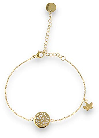 My Bendel - Goldenes Lotusblumen-Bettelarmband- Armband für Frauen mit Charme - Verfärbt nicht - mit Luxuriösen Geschenkverpackung