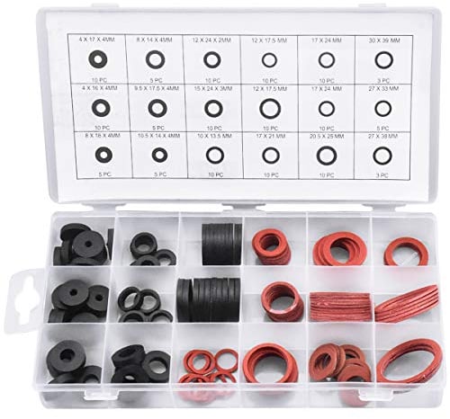 AvoDovA 141 Stk Dichtungsringe Set, 18 Größen Dichtring O-Ring Flach für Wasserhahn, Gummidichtungen Fiberringe O-ring für Schlauch, Rohrleitungen und Wasserhähne
