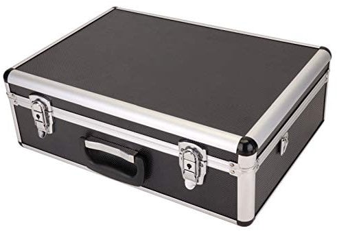 Dhouse 18In Flight Case with Customizable Padded Foam, Portable and Lockable, Aluminium Protective Storage Tool Box with Carry Strap for Test Instruments Cameras Tools Parts and Accessories