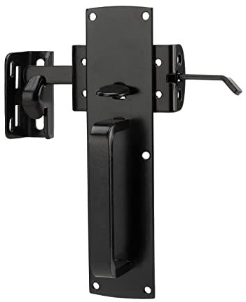 Hillmaster Self-Closing Thumb Gate Latch - Heavy Duty for Wooden, Metal & Vinyl Fences - Black Finish