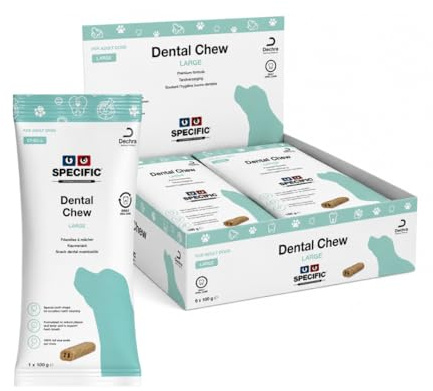 Specific CT-DC-L Dental Chew Large | 6 x 100 g | Ergänzungsfuttermittel für erwachsene Hunde ab 15 kg | Leckerlis mit besonderer Struktur | Kann zur Zahnpflege beitragen